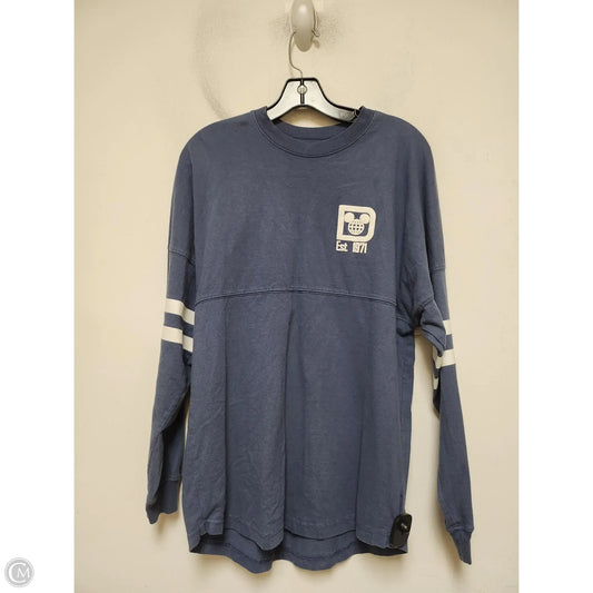 Top Long Sleeve By Walt Disney In Blue & White, Size: S