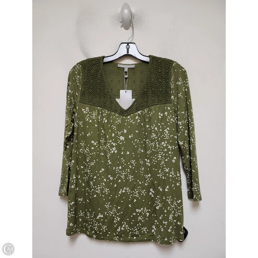 Top Long Sleeve By Daniel Rainn In Green & White, Size: Xs