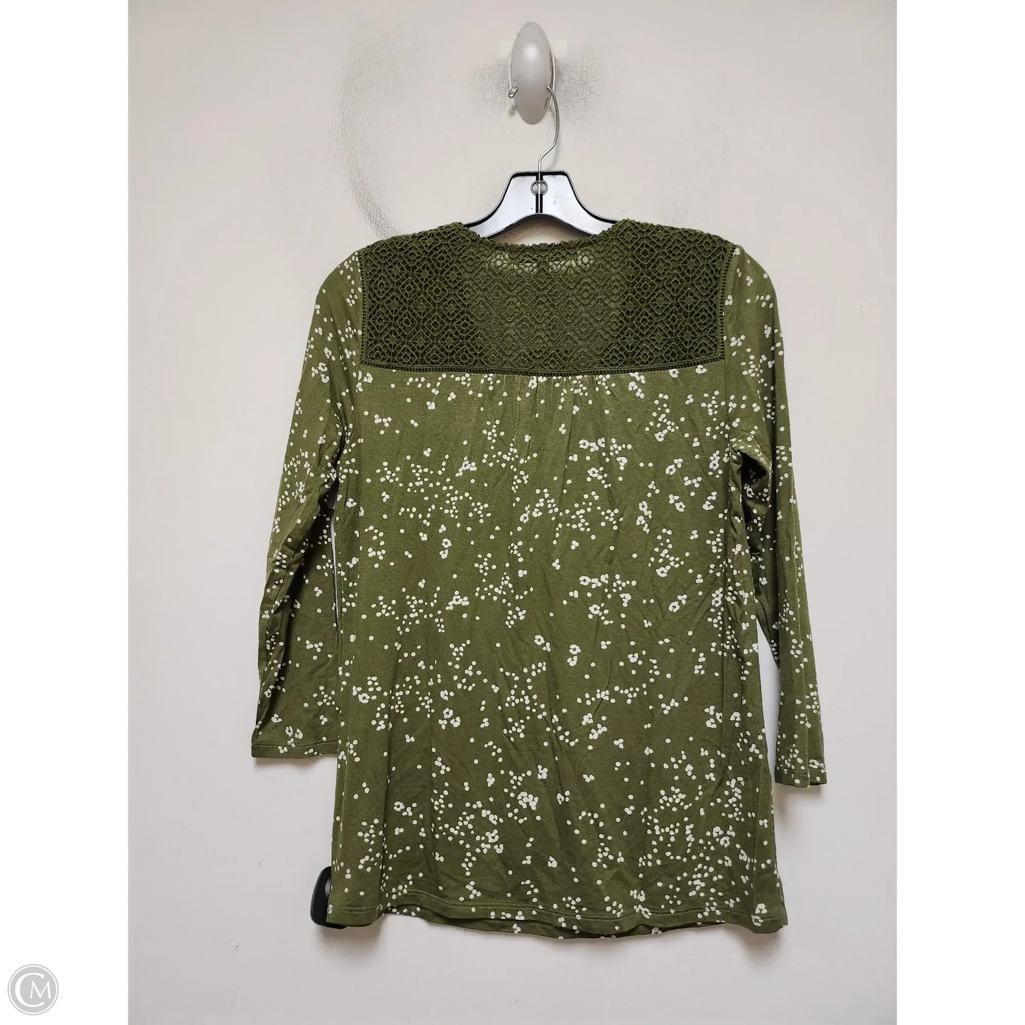 Top Long Sleeve By Daniel Rainn In Green & White, Size: Xs