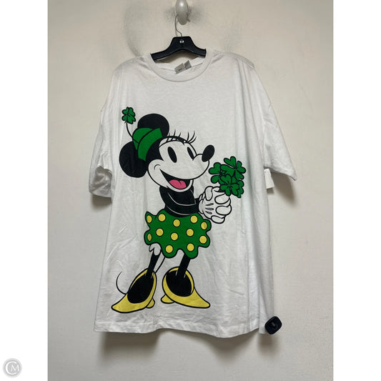 Top Short Sleeve By Walt Disney In Green & White, Size: Xl