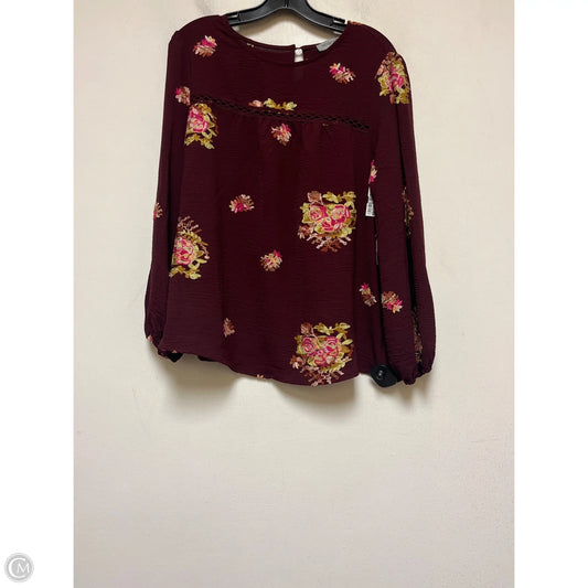 Top Long Sleeve By Figuero & Flower In Maroon, Size: S