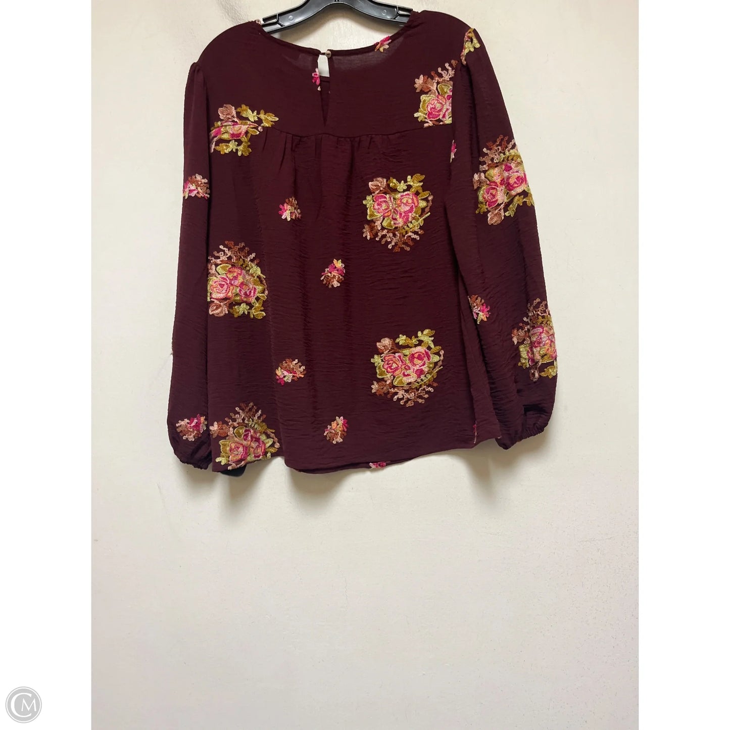 Top Long Sleeve By Figuero & Flower In Maroon, Size: S