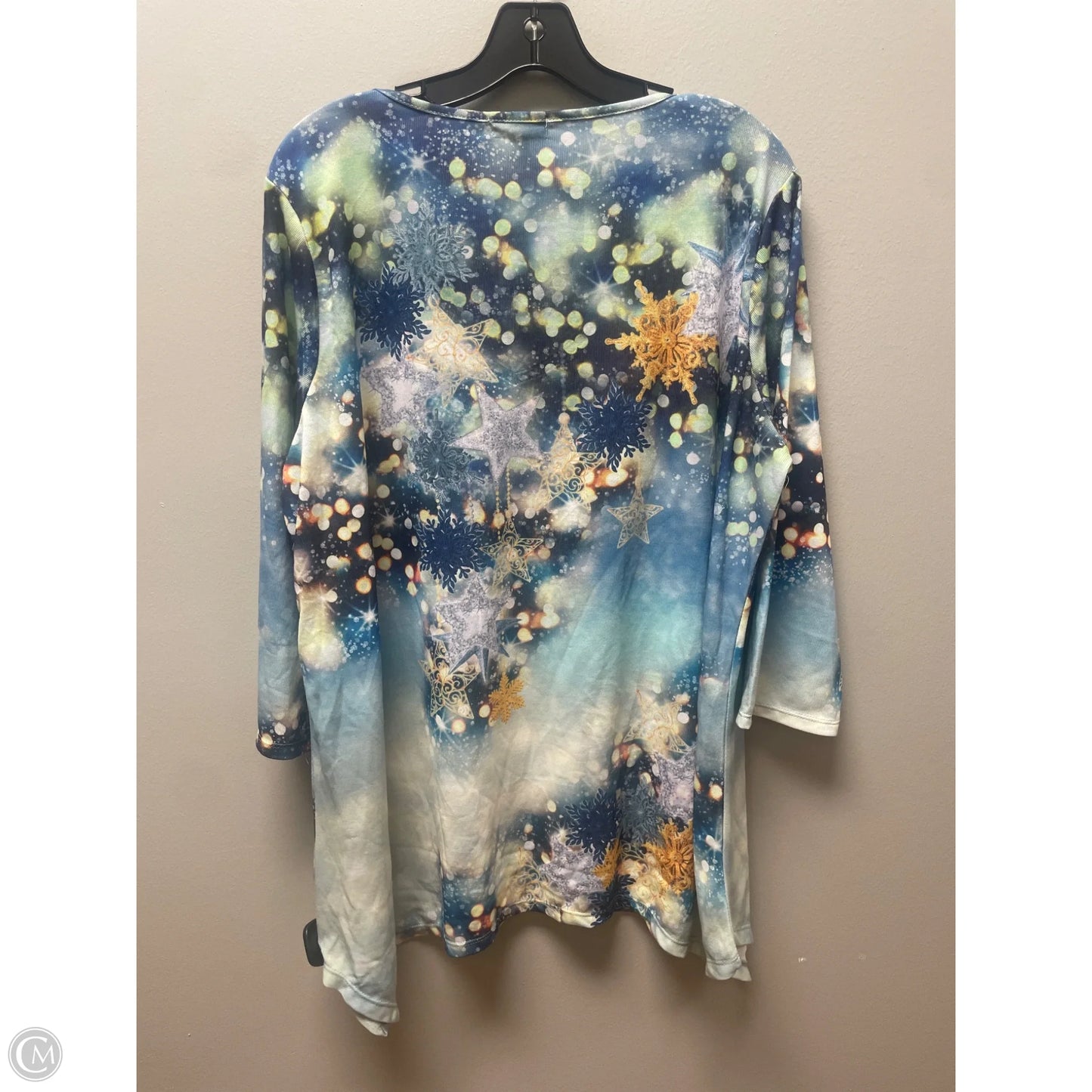 Top Long Sleeve By One World In Blue & Green, Size: 3x