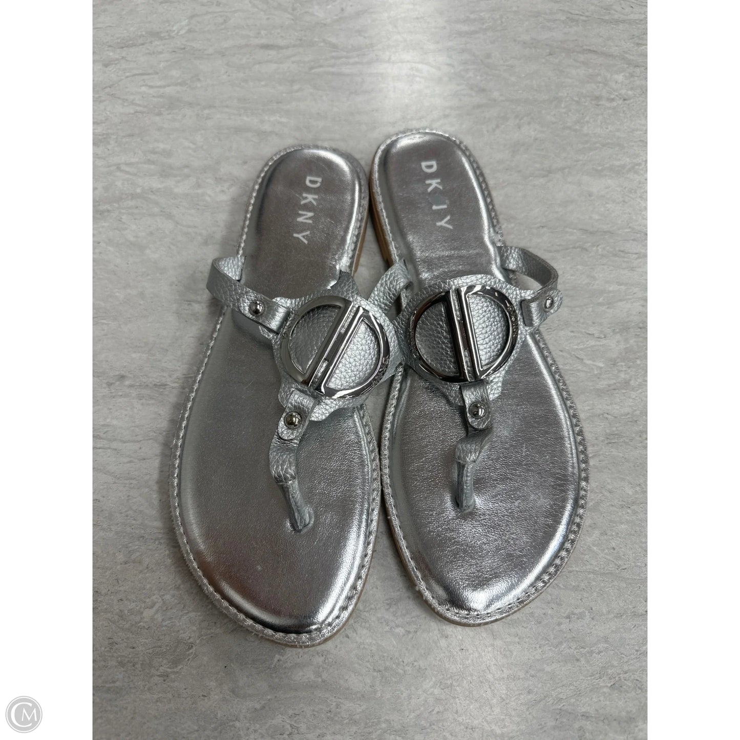 Sandals Flats By Dkny In Silver, Size: 6.5