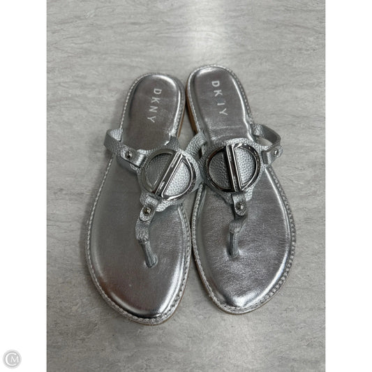Sandals Flats By Dkny In Silver, Size: 6.5