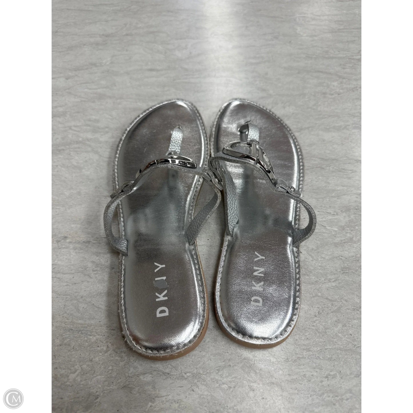 Sandals Flats By Dkny In Silver, Size: 6.5