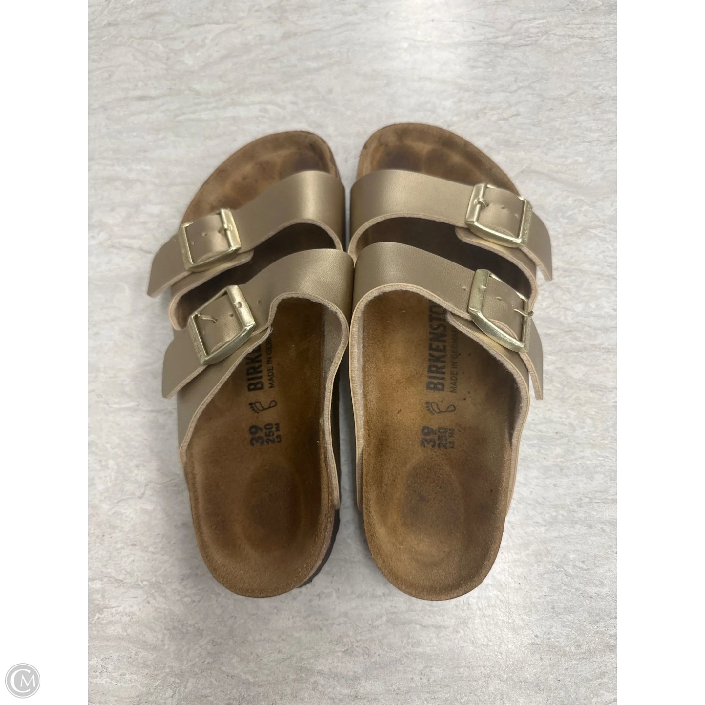 Sandals Flats By Birkenstock In Gold, Size: 9