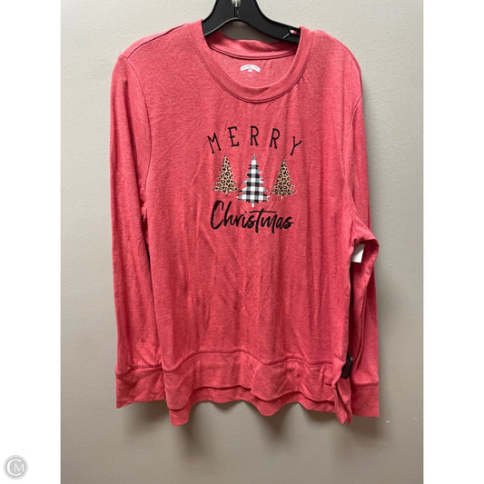 Top Long Sleeve By Holiday Time In Red, Size: Xl