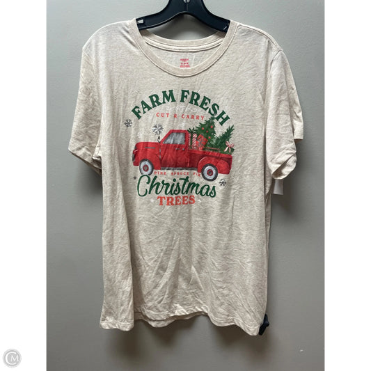 Top Short Sleeve Basic By Holiday Time In Tan, Size: Xl