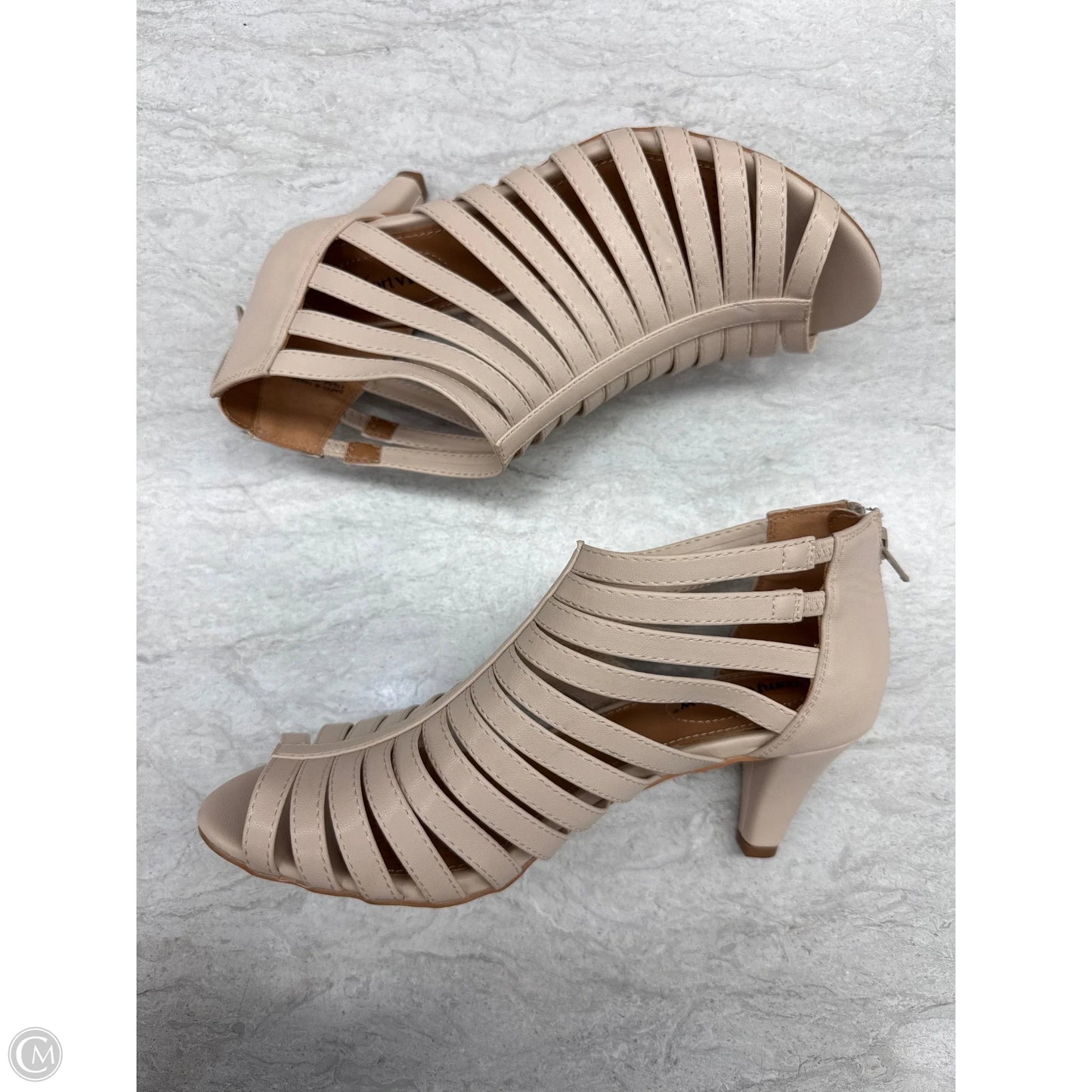 Sandals Heels Kitten By Comfortview In Beige, Size: 7.5