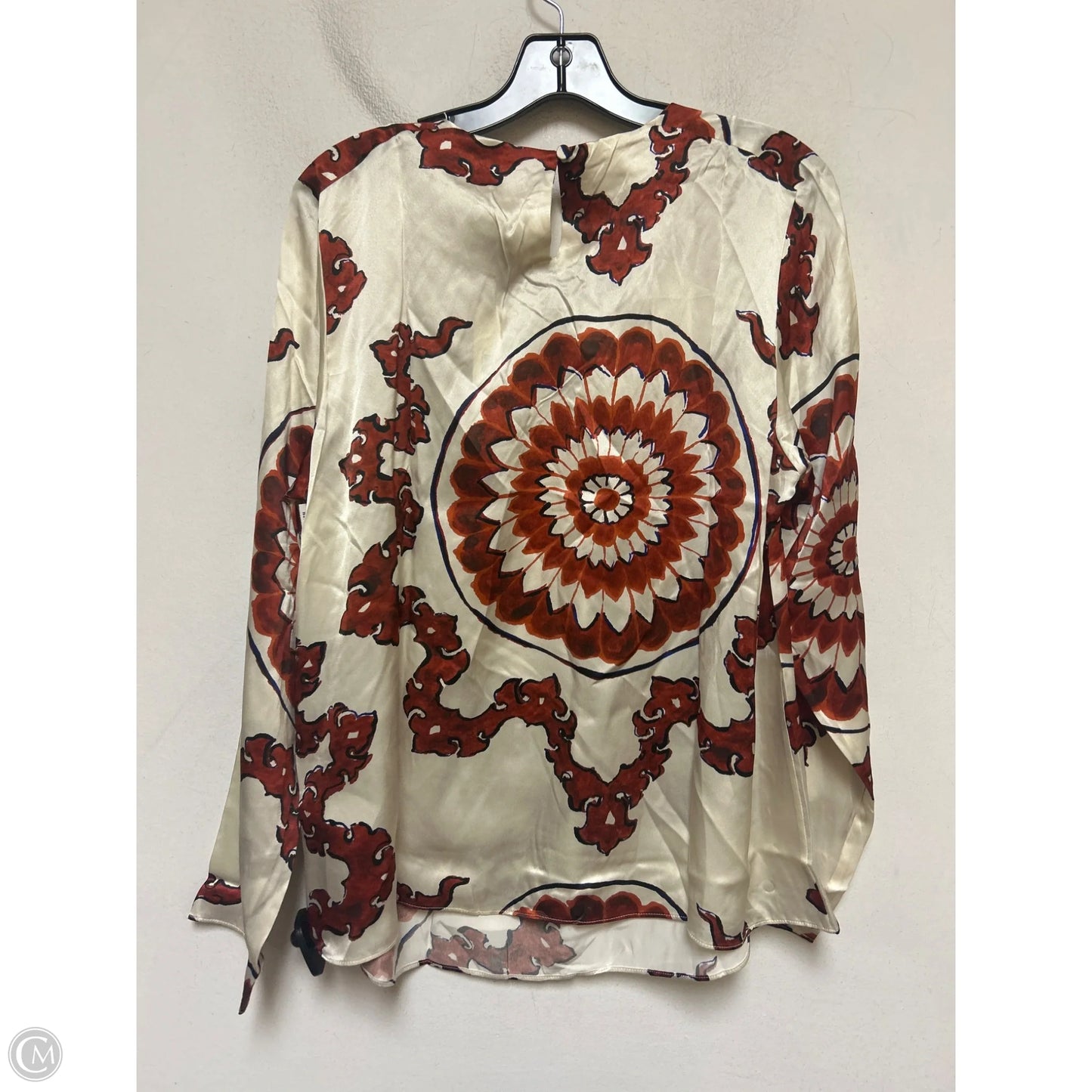 Top Long Sleeve By Banana Republic In Cream & Orange, Size: L