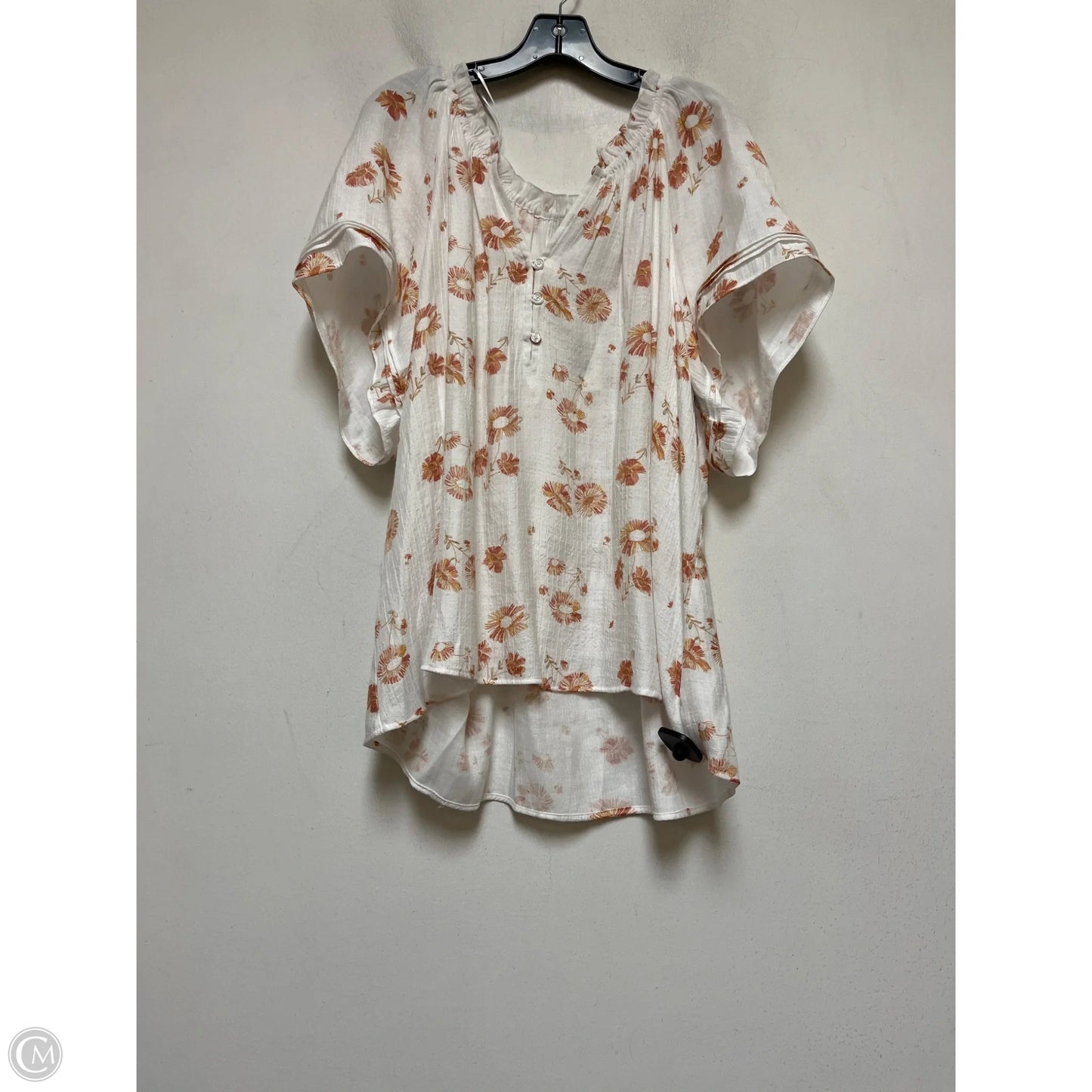 Top Short Sleeve By Wonderly In Orange & White, Size: 2x