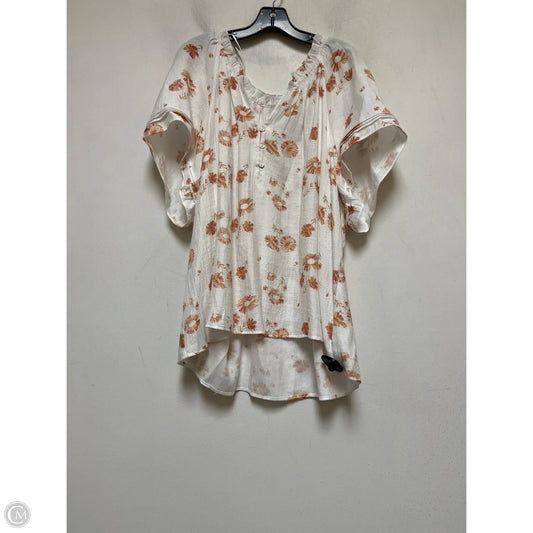 Top Short Sleeve By Wonderly In Orange & White, Size: 2x