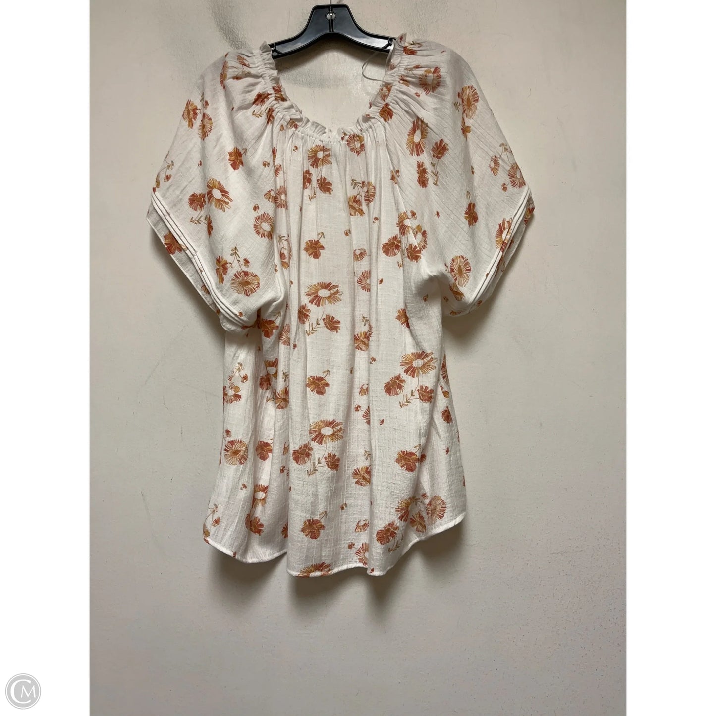 Top Short Sleeve By Wonderly In Orange & White, Size: 2x