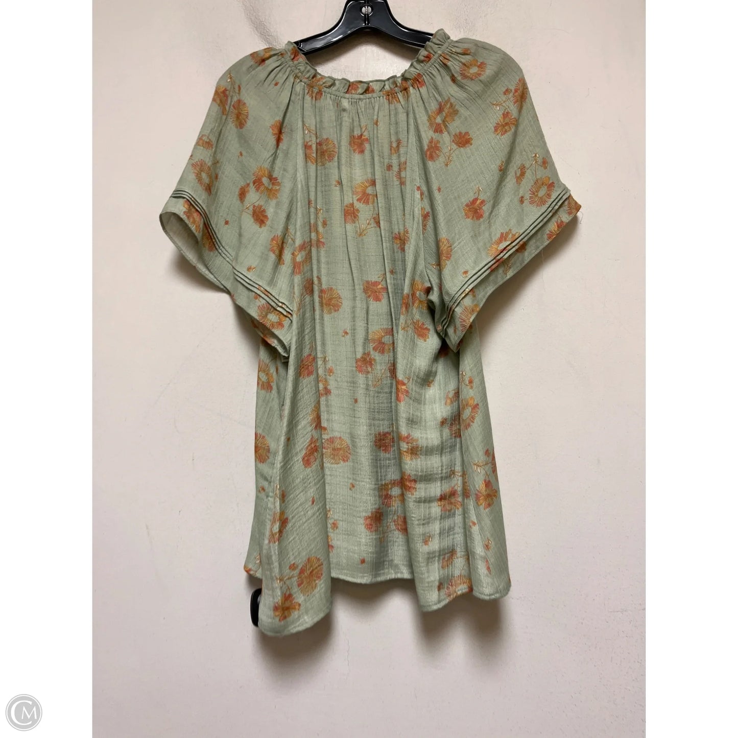 Top Short Sleeve By Wonderly In Green & Orange, Size: 2x
