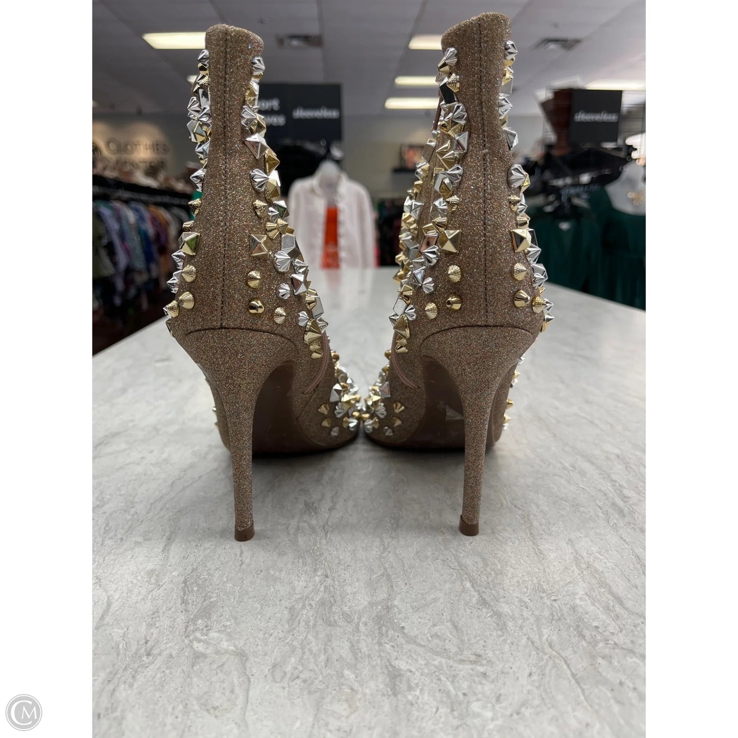 Boots Ankle Heels By Clothes Mentor In Gold, Size: 8