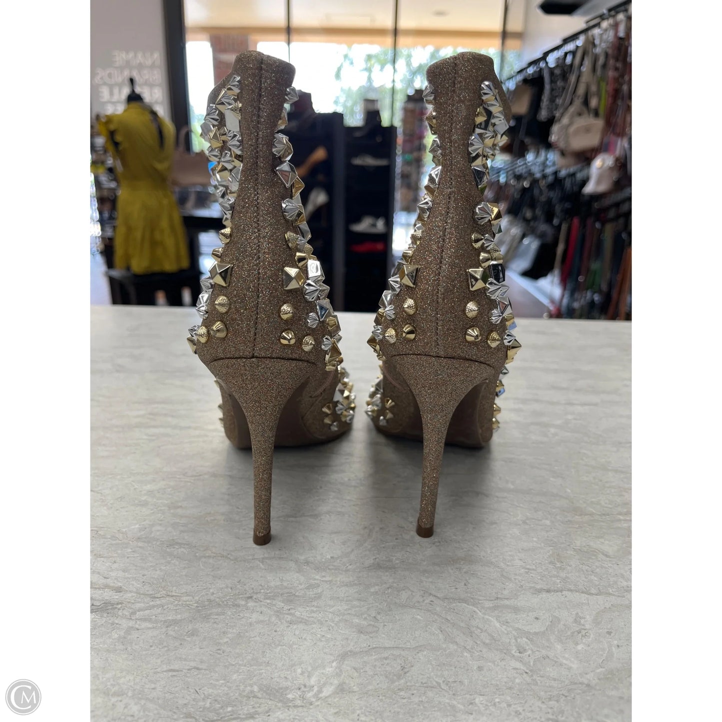 Boots Ankle Heels By Clothes Mentor In Gold, Size: 8