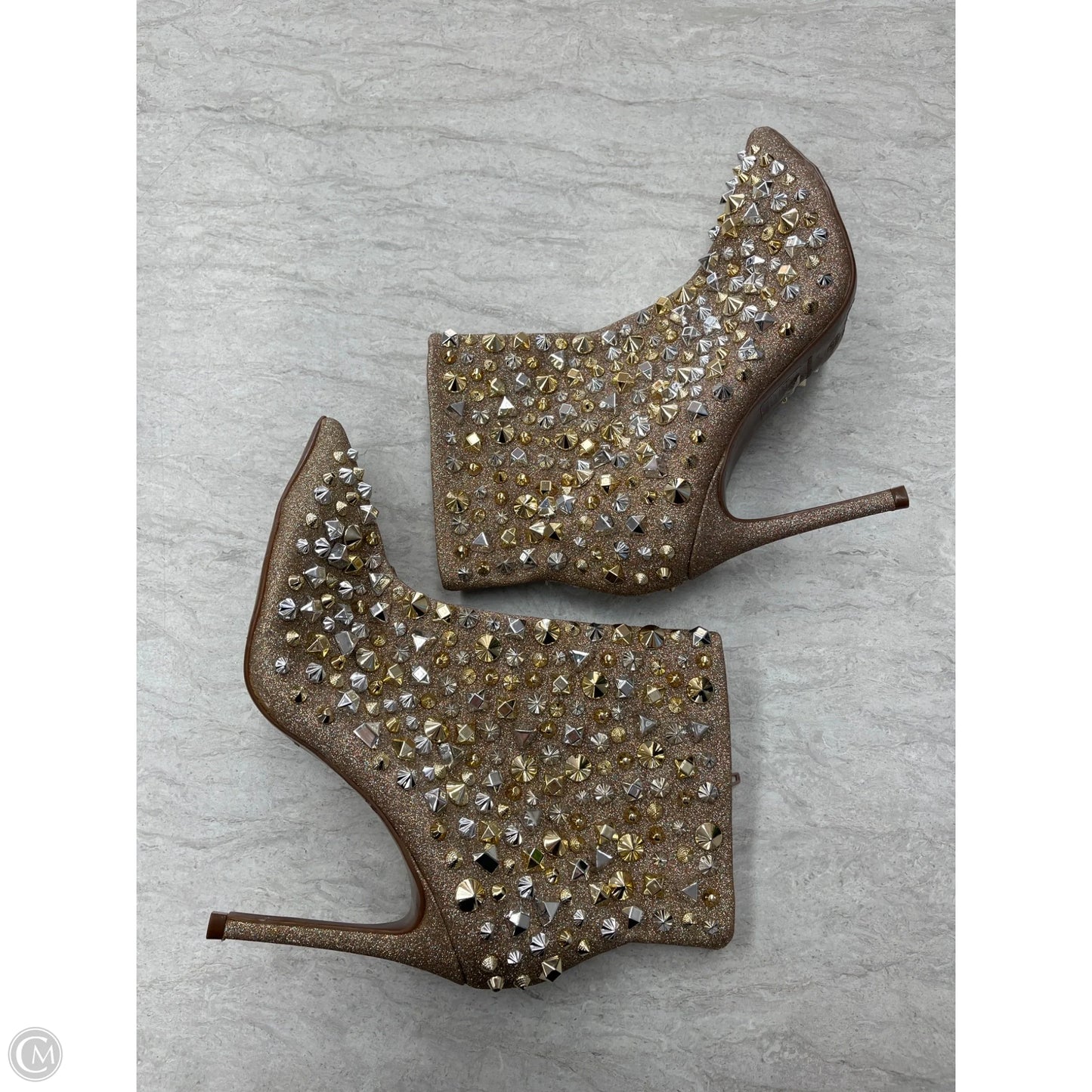 Boots Ankle Heels By Clothes Mentor In Gold, Size: 8