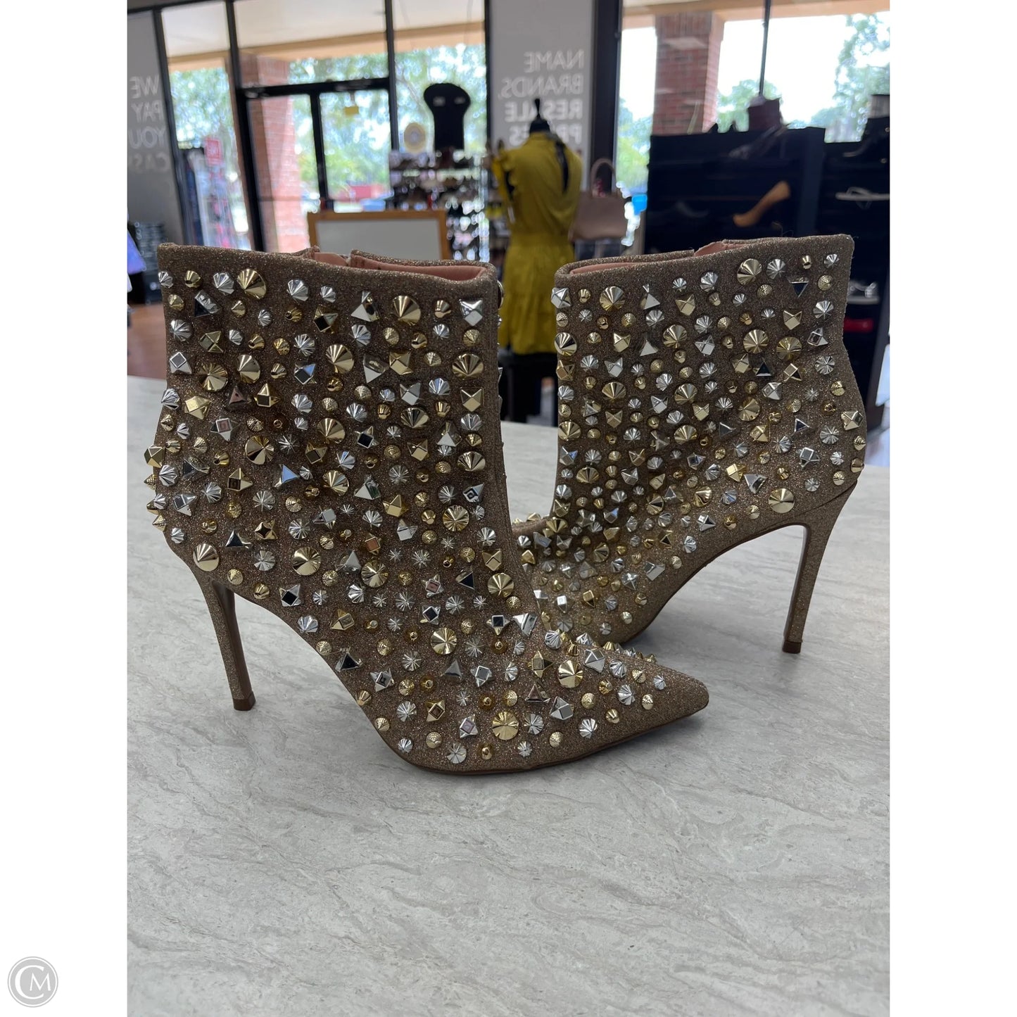 Boots Ankle Heels By Clothes Mentor In Gold, Size: 8