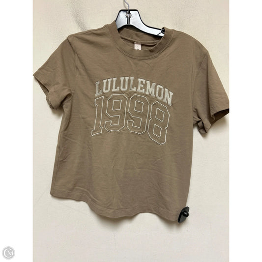 Athletic Top Short Sleeve By Lululemon In Tan, Size: Xs