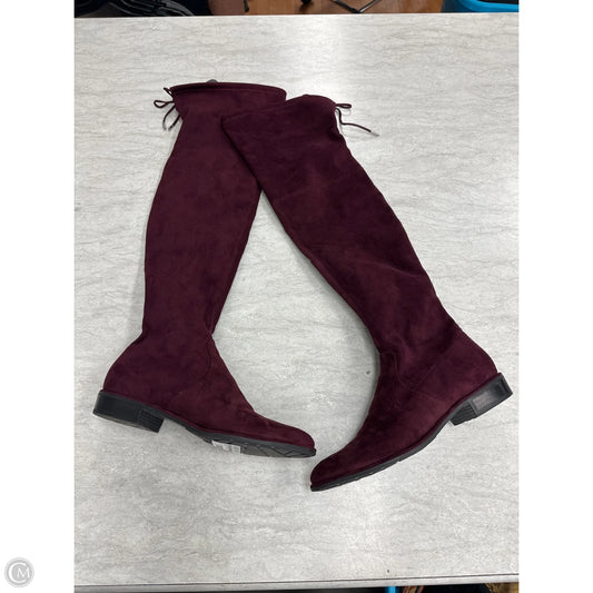 Boots Mid-calf Flats By Marc Fisher In Maroon, Size: 8