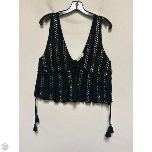 Top Sleeveless By Forever That Girl In Black & Gold, Size: Xs
