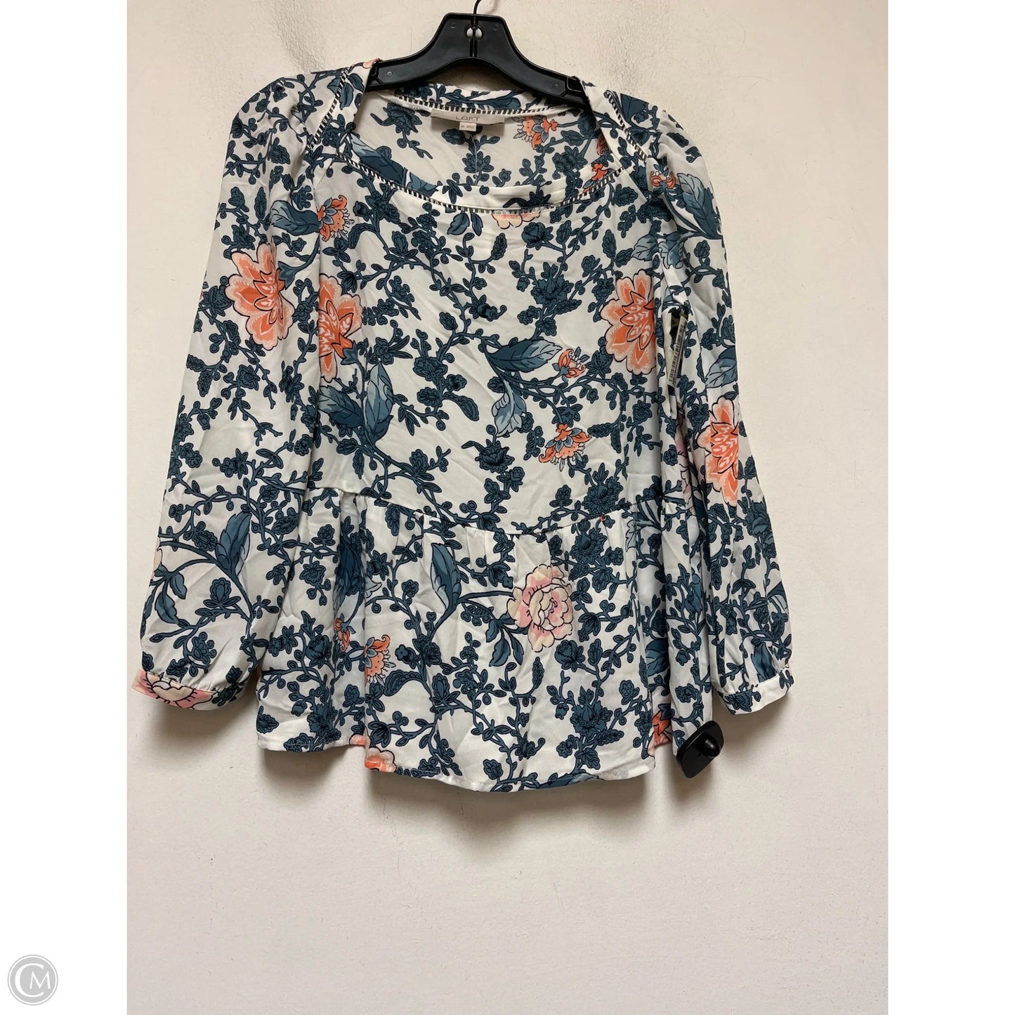 Top Long Sleeve By Loft In Blue & White, Size: Xs