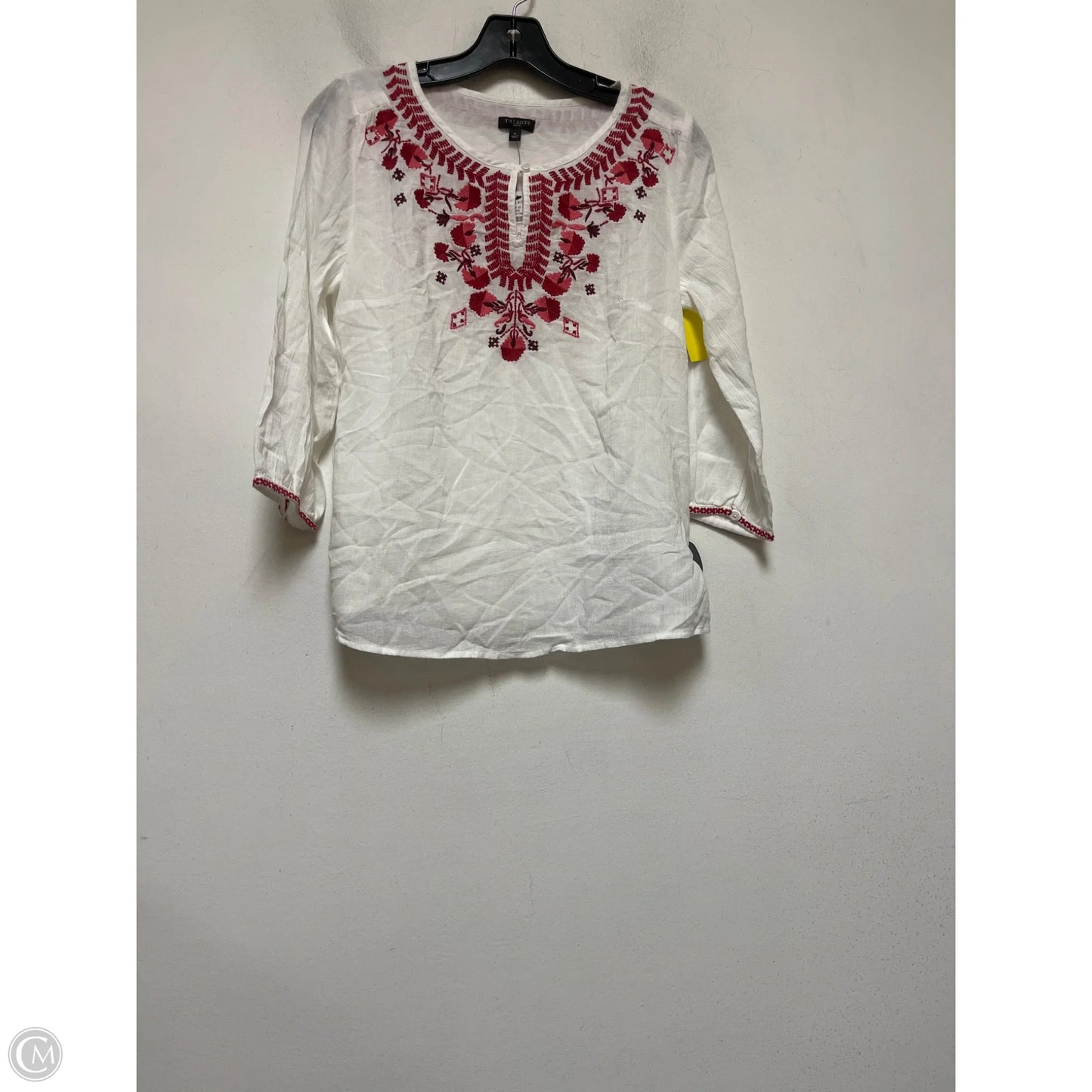 Top Long Sleeve By Talbots In Red & White, Size: S