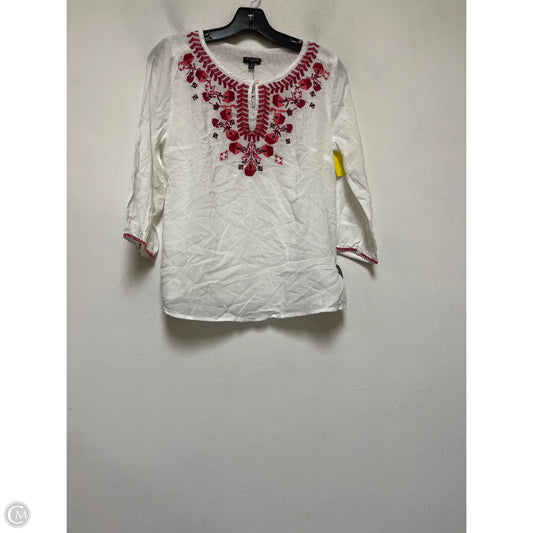 Top Long Sleeve By Talbots In Red & White, Size: S