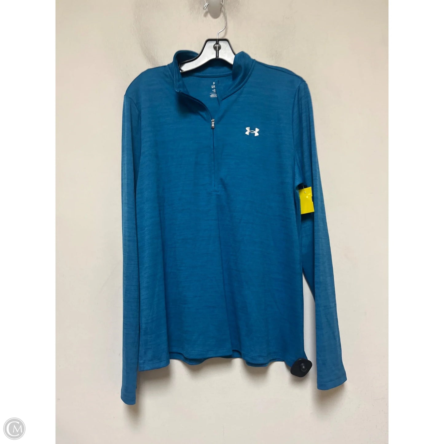 Athletic Top Long Sleeve Collar By Under Armour In Blue, Size: L