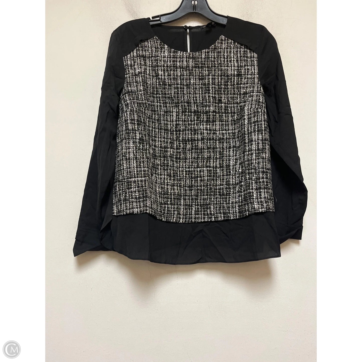 Top Long Sleeve By Ann Taylor In Black & Cream, Size: S