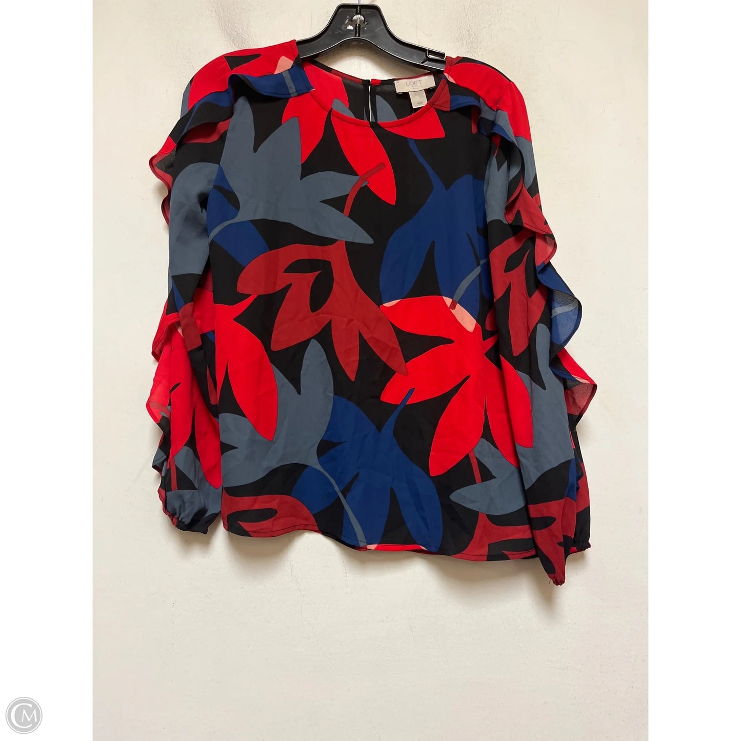 Top Long Sleeve By Loft In Black & Red, Size: Xs