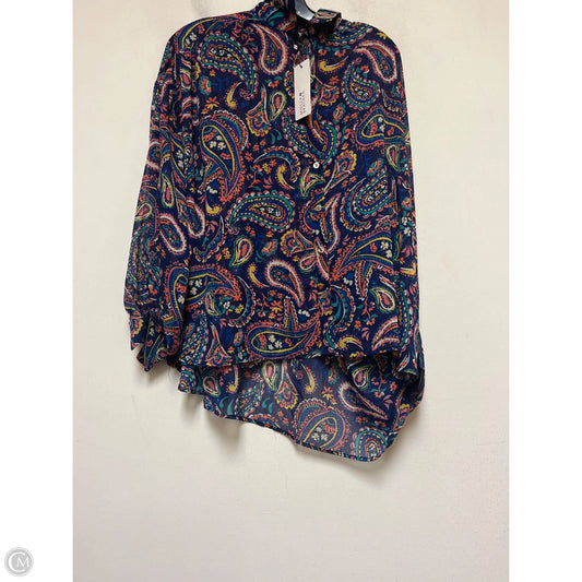 Top Long Sleeve By Molly Bracken In Paisley Print, Size: Xs