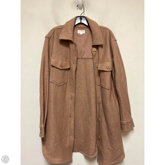 Jacket Shirt By Clothes Mentor In Tan, Size: S