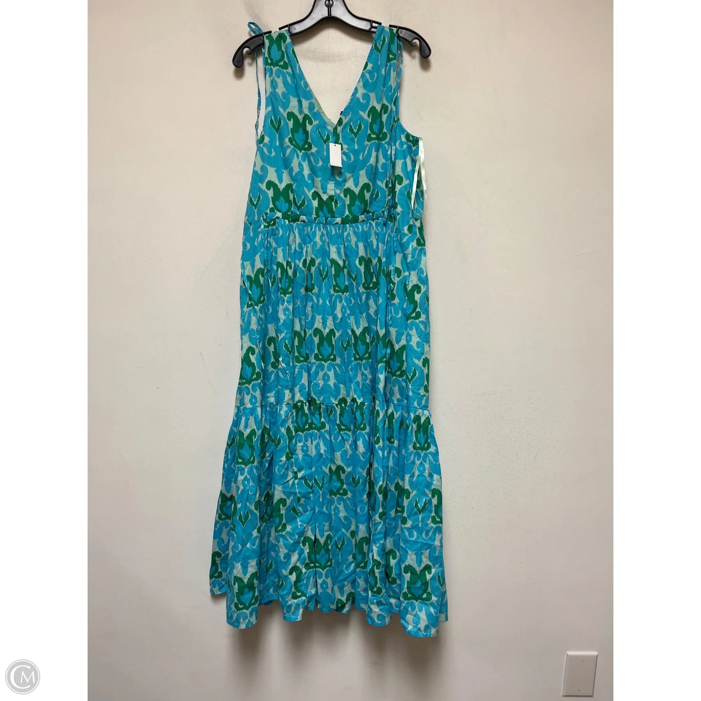 Dress Casual Midi By Talbots In Blue & Green, Size: Xl