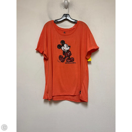 Top Short Sleeve By Disney In Orange & Red, Size: 2x