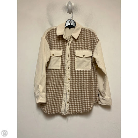 Jacket Shirt By Blu Pepper In Cream & Tan, Size: S
