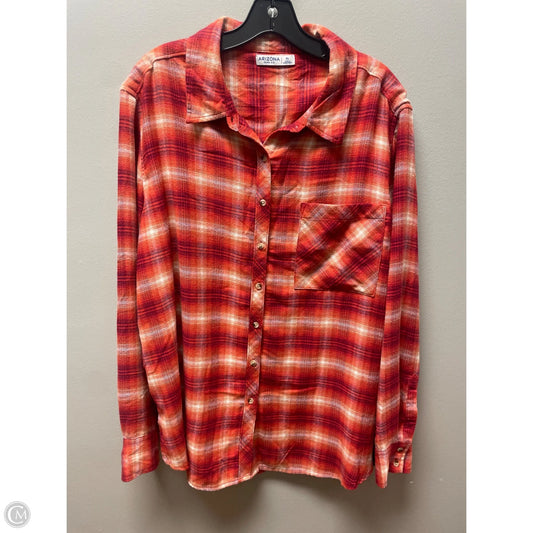 Top Long Sleeve By Arizona In Plaid Pattern, Size: Xl