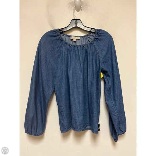 Top Long Sleeve By Loft In Blue Denim, Size: Xs
