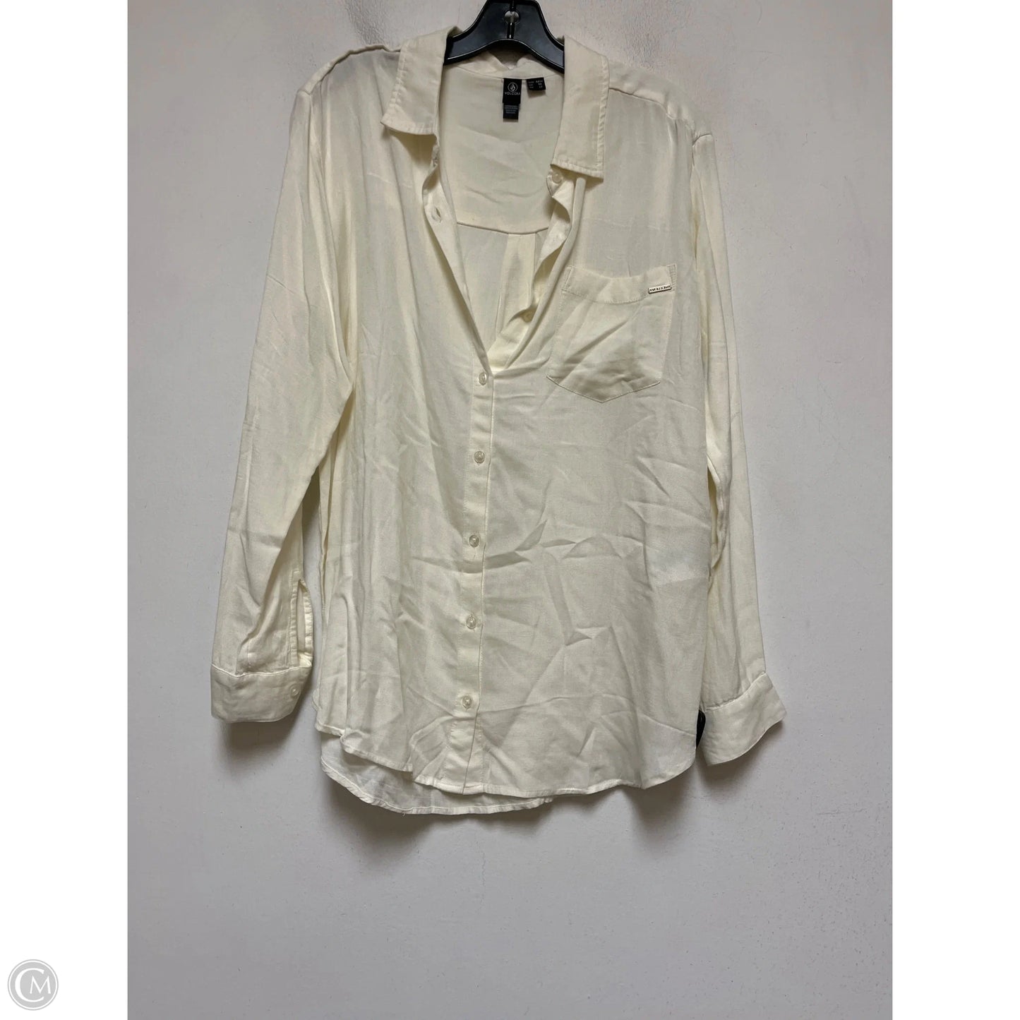 Top Long Sleeve By Volcom In Cream, Size: M