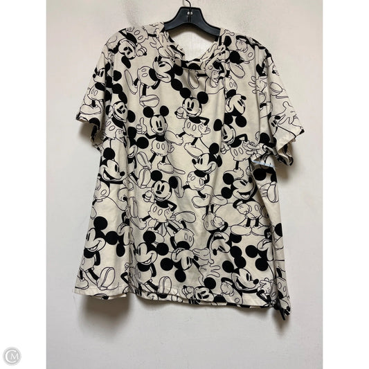 Top Short Sleeve By Disney In Black & Cream, Size: 3x