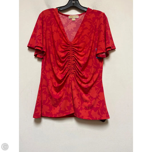 Top Short Sleeve By Michael By Michael Kors In Orange & Red, Size: Xl