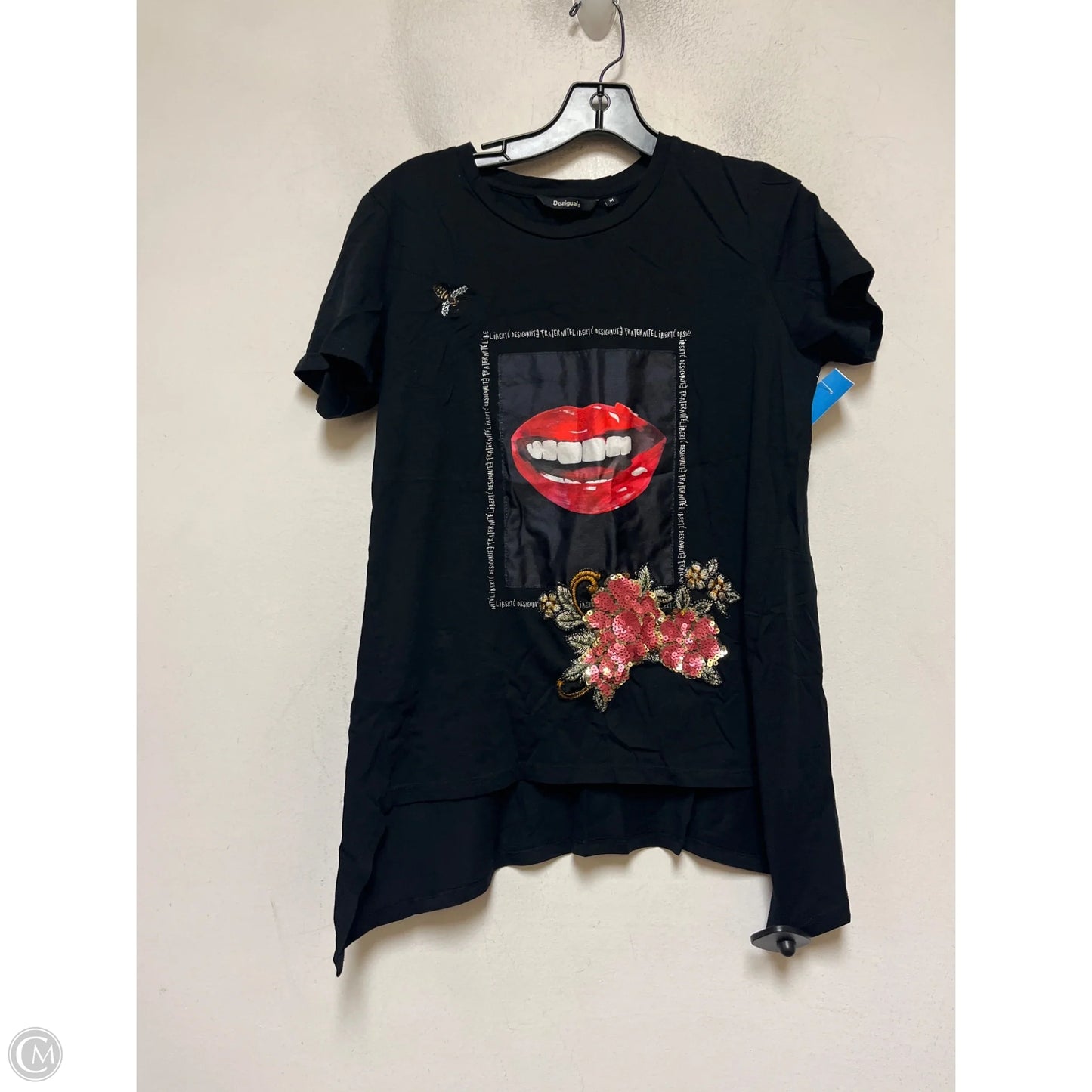 Top Short Sleeve By Desigual In Black, Size: M
