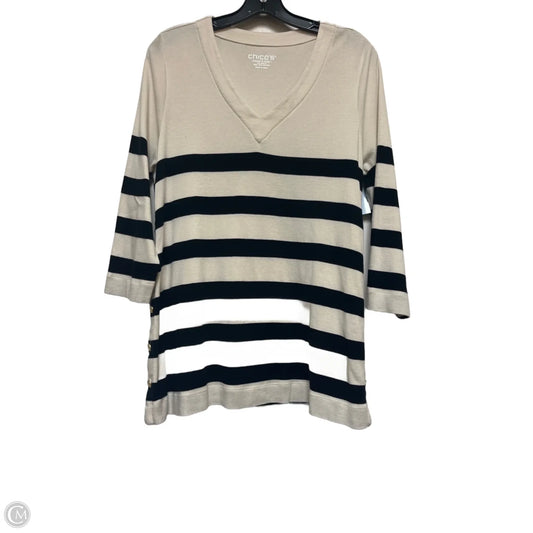 Top Long Sleeve By Chicos In Striped Pattern, Size: M