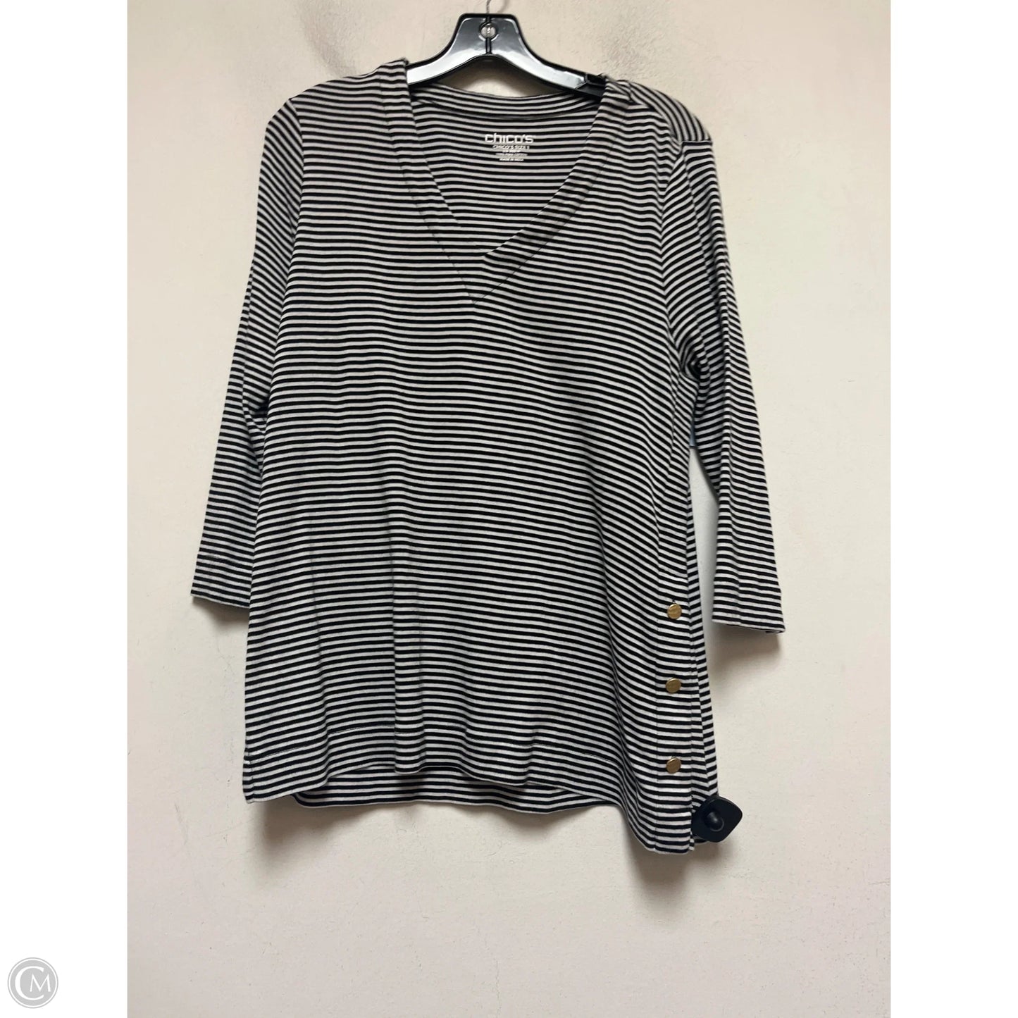 Top Long Sleeve By Chicos In Striped Pattern, Size: M