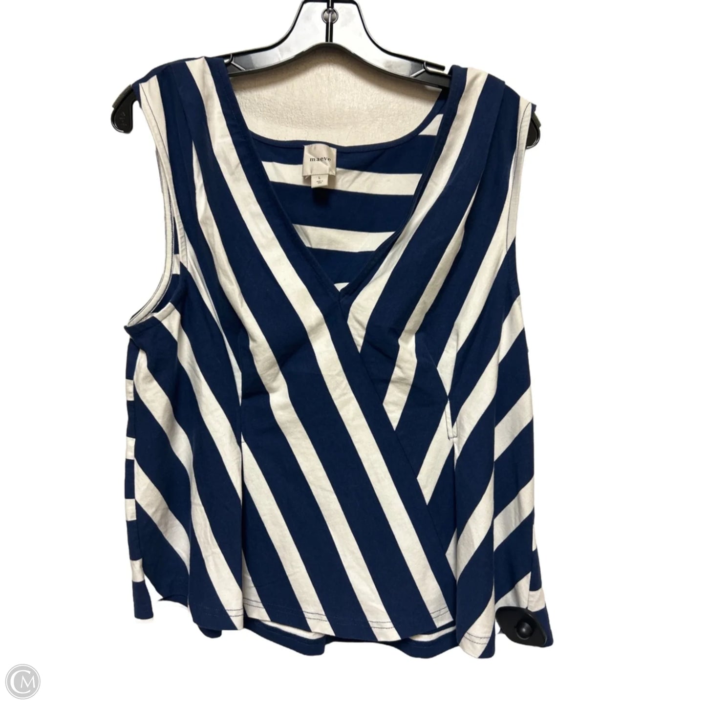 Top Sleeveless By Maeve In Striped Pattern, Size: L