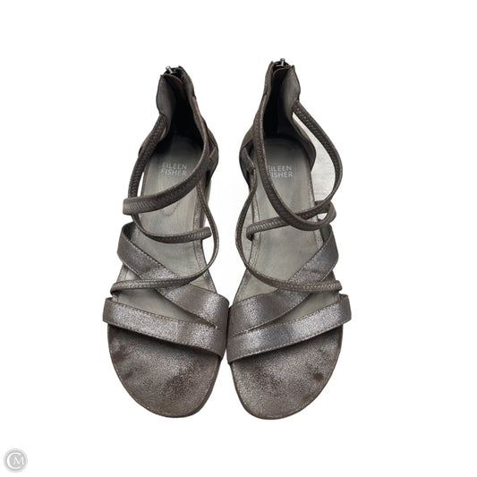 Sandals Flats By Eileen Fisher In Silver, Size: 8