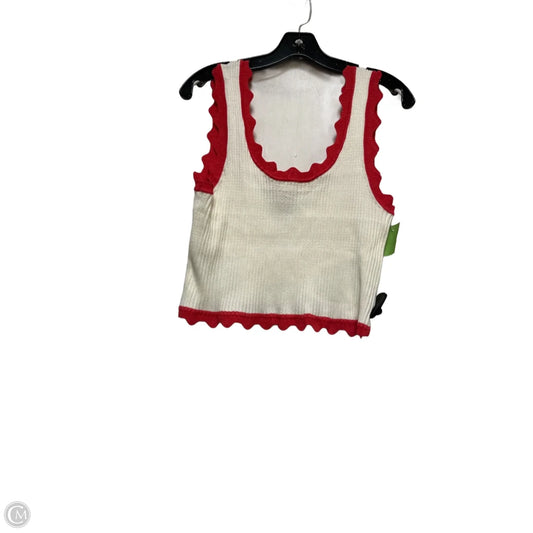 Top Sleeveless By Maeve In Red & White, Size: L