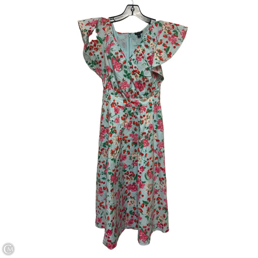 Dress Casual Midi By Ann Taylor In Blue & Red, Size: Xs