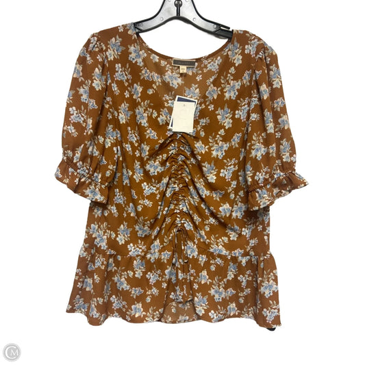 Top Short Sleeve By Pleione In Floral Print, Size: M